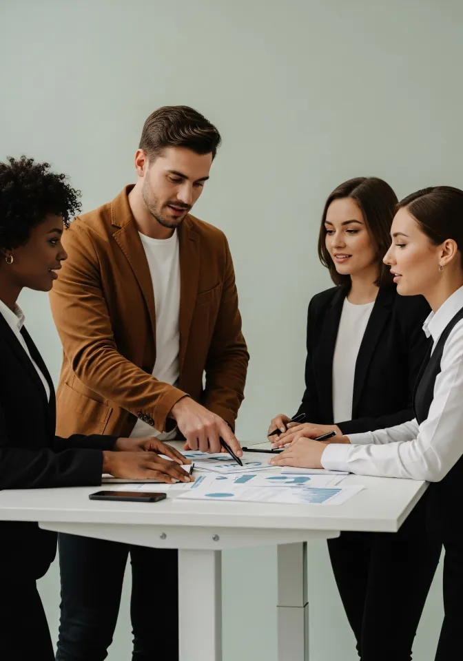 Consultores analisando portfólio financeiro